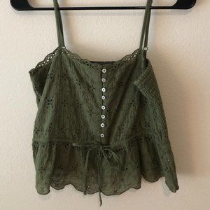 Olive Green Aerie Eyelet Tank